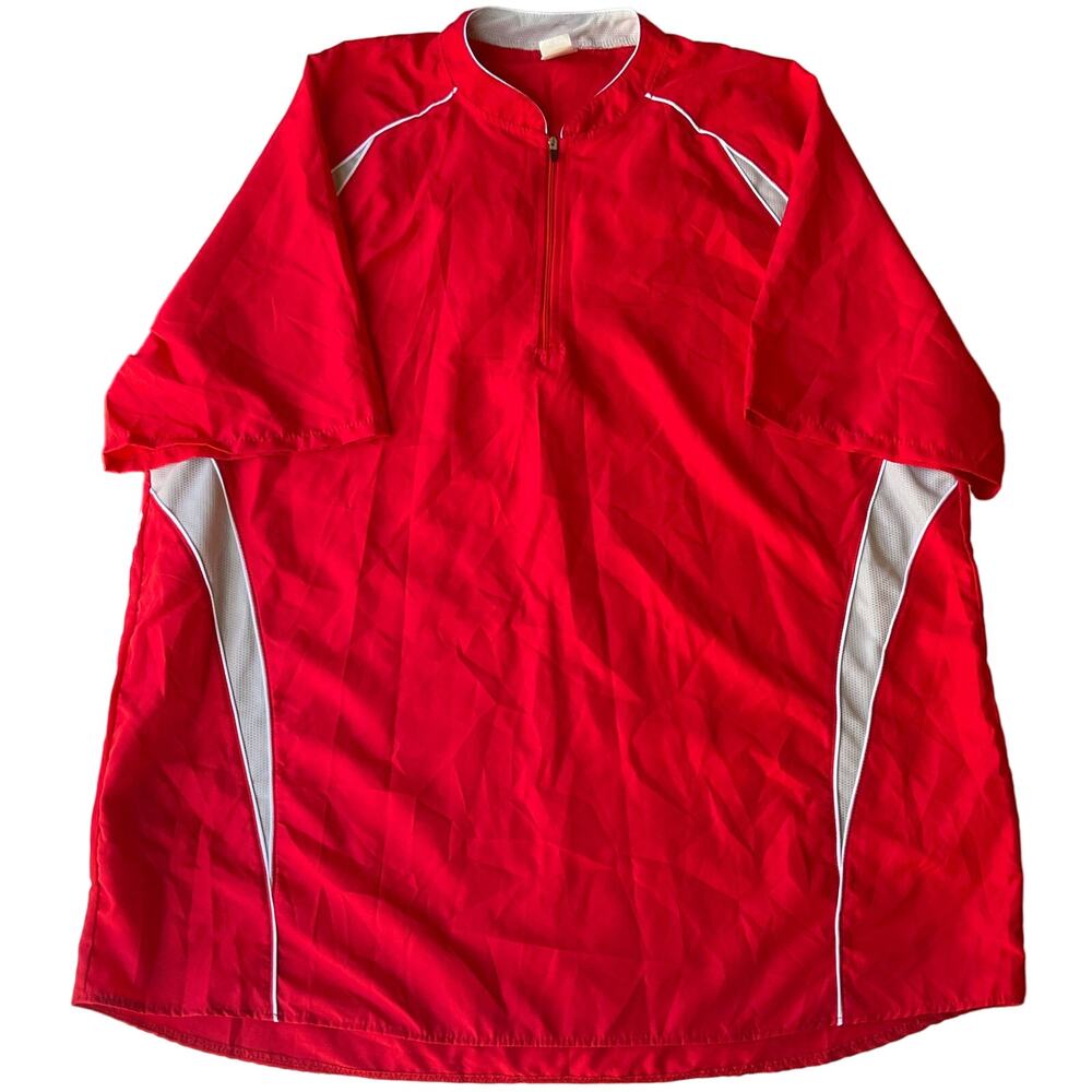 A4 Men’s Short Sleeve Half Zipper Shirt size L, Red